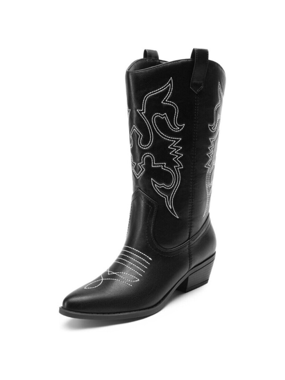 DREAM PAIRS Womens Black Cowboy Western Cowgirl Boots Pointed Toe Wide Calf